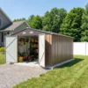 10x12_metal_shed_brown_with_floor_scene3 Patiowell 10x12 Metal Shed with Floor Frame, Brown