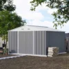 Patiowell 10x10 Metal Storage Shed with Floor Frame, Gray