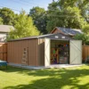 product-10x12-metal-shed-brown-scene-img Patiowell 10x12 Metal Shed with Floor Frame, Brown