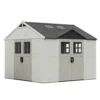 Patiowell 10x10ft Triple-Door Access Plastic Storage Shed with 3 Doors & Windows, Beige